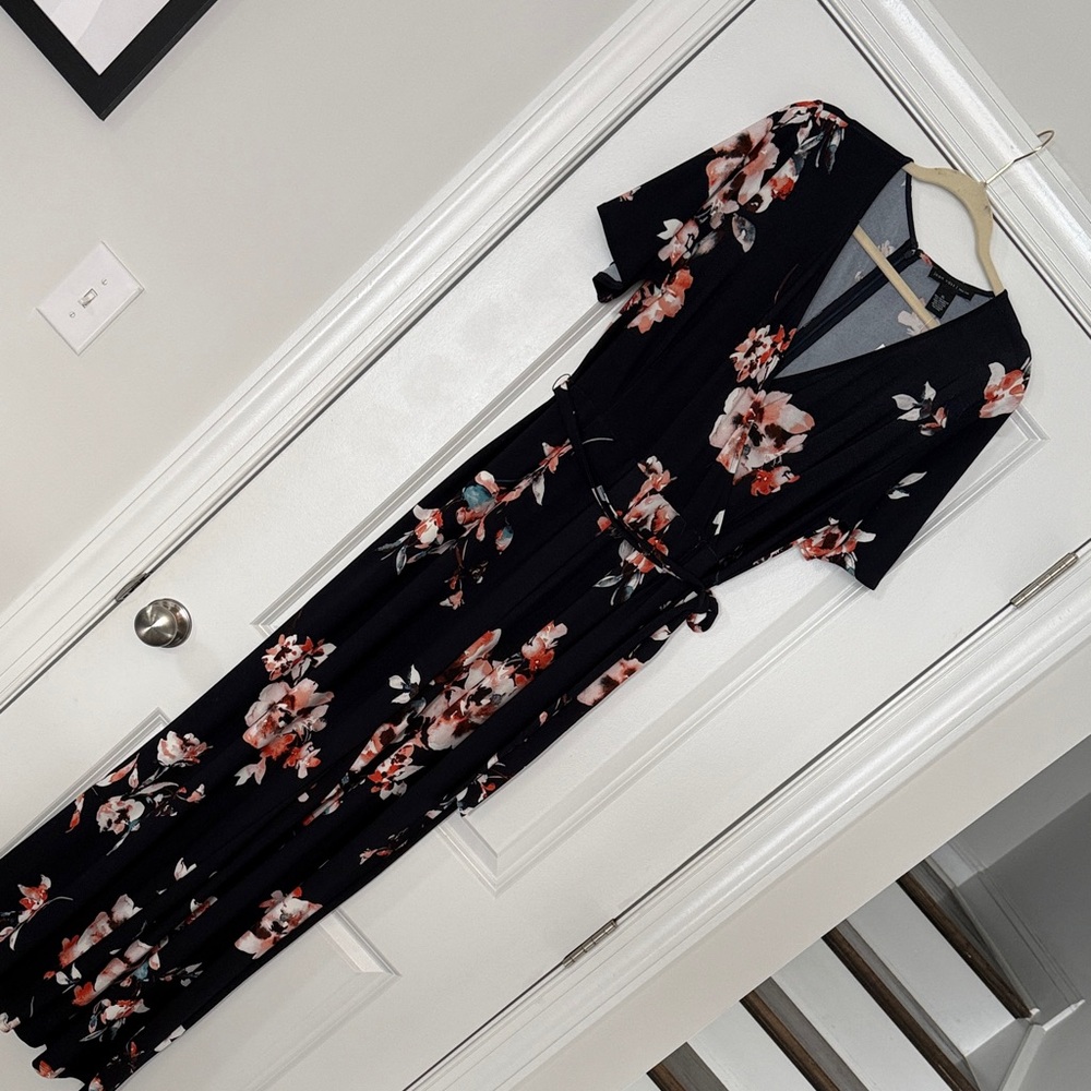 Joan Vass Navy Floral Jumpsuit